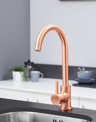 EVO ELERA BRUSHED COPPER MONO SINGLE LEVER SIDE ACTION SWAN NECK KITCHEN SINK MIXER TAP with SWIVEL SPOUT, KTAP006CU EVO ELERA BRUSHED COPPER MONO SINGLE LEVER SIDE ACTION SWAN NECK KITCHEN SINK MIXER TAP with SWIVEL SPOUT, KTAP006CU